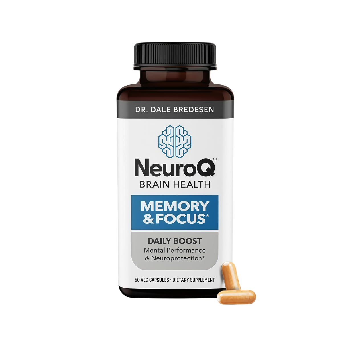 NeuroQ Memory & Focus | Formulated by Neurologist Dr. Dale Bredesen | Addresses All 4 Causes of Cognitive Decline | Ginkgo Biloba, Phosphatidylserine, Gotu Kola, Coffee Fruit, Turmeric & Propolis